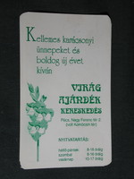 Kártyanaptár, ünnepi, Nagy Ferenc téri virág ajándék üzlet, Pécs, 1996,   (5)