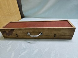 Old wooden tool box or gun box 59x15x11 cm