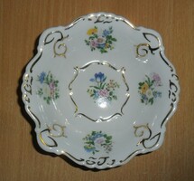 Immaculate porcelain bowl with gilded flowers. 13 X 3 cm