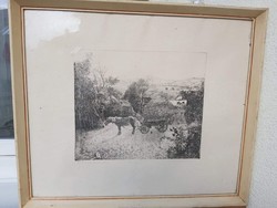 DUDÁS JENŐ: Tihanyi délután (24x29 cm rézkarc) panoráma, Balaton, tájkép, hegyek