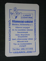 Kártyanaptár, Light Center villamossági szaküzlet, Mohács, ,1995,   (5)