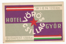 Hotel Vöröscsillag Győr - bőrönd címke