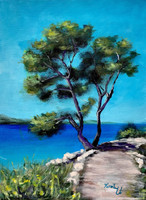 Almond tree - acrylic painting - 27.5 x 20.5 cm