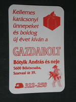 Kártyanaptár, Bótyik András és neje gazdabolt, Békéscsaba, grafikai rajzos ,1995,   (5)