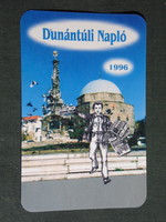 Kártyanaptár, Dunántúli Napló napilap,újság,magazin,grafikai rajzos, Pécs dzsámi,1996,   (5)