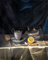 Szlávik Dezső- Asztali csendélet citrommal