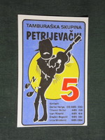 Kártyanaptár,Horvátország,Petrijevci,Tamburaška skupina, 5 tamburás zenekar, grafikai,1996,   (5)