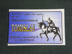 Kártyanaptár,Horvátország,Bizovac, Tomislav, zöldség, élelmiszer bolt, 1996,   (5)