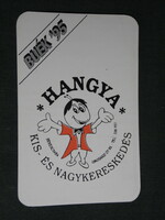 Kártyanaptár, Hangya kis és nagykereskedés, Békéscsaba, grafikai rajzos, reklám figura, ,1995,   (5)