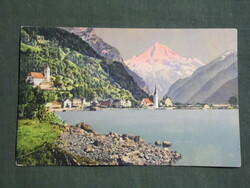 Postcard, postcard, Switzerland, flüelen und der bristenstock, panorama detail