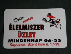 Card calendar, délicenter grocery store, Kaposvár, graphic artist, humorous, witch, 1995, (5)