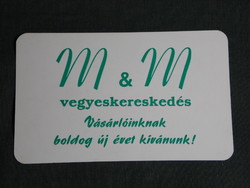 Kártyanaptár, M&M élelmiszer vegyeskereskedés üzlet, Komárom,1995,   (5)