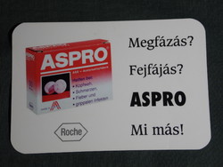 Kártyanaptár, gyógyszertár, patika, ASPRO megfázás, fejfájás tabletta, 1995,   (5)