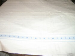 Beautiful antique white high quality woven sheet decorated with blue ribbon
