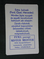 Kártyanaptár, Fema áruház, Mister Meister kulcsmásoló üzlet, Pécs,1995,   (5)