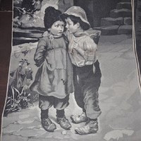 ANTIK FRANCIA LYONI SELYEMSZÁLAS SZŐTT GOBELIN - 31 cm  x 20 cm - Art@Decoration