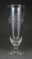 1G431 Antik monogramos talpas csiszoltüveg pohár 19.5 cm