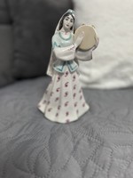 Vintage porcelán figura grúz lány tamburinnal