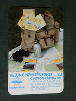 Card calendar, cartographic map company, Budapest, backpack, binoculars, 1995, (5)