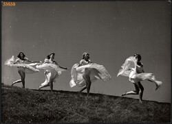 Larger size, photo art work by István Szendrő. Girls with veils, 1930s. Original,