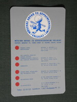 Card calendar, core year technical material machine trading company, Budapest, 1976, (5)