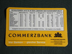 Kártyanaptár, Németország, Commerzbank ,1976,   (5)