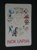 Kártyanaptár, Nők Lapja újság, magazin, grafikai rajzos, reklám, horoszkóp,1976,   (5)