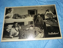 Antique 1941 awakening German soldier propaganda photo postcard with original Nazi stamp
