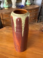 Brown retro ceramic floor vase with green paint 55 cm