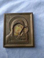 Antique miniature Russian icon of Our Lady of Kazan