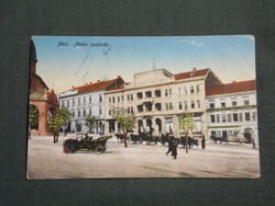 Postcard, detail of Pécs, Széchenyi Square, Palatine Hostel