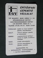 Kártyanaptár, ÉGV építőipari gépesítő vállalat, gépkereskedelem, Budapest ,1976,   (5)