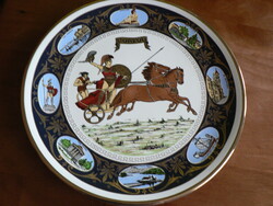 Greek scene ceramic wall plate with 24k gold decoration