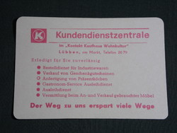 Kártyanaptár, Németország, Lübben,Kundendienstzentrale, kereskedelmi szolgáltató ,1976,   (5)