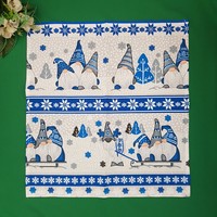 New, custom-made, large Christmas elf patterned cotton tea towel, tea towel