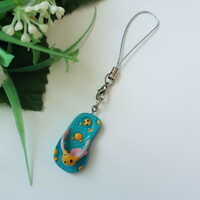 New, blue, teddy bear-shaped mobile decoration, hanging decoration, bag decoration