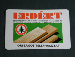 Kártyanaptár,Erdért faipari feldolgozó vállalat, Budapest,grafikai rajzos,fatelepek,1976,   (5)