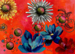 May all flowers bloom for you - acrylic painting [mixed media] - 50 x 70 cm