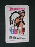 Kártyanaptár, Florena kozmetikai termékek desodorok az NDK -ból, grafikai rajzos,1976,   (5)