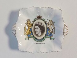 II. Erzsébet koronázási füles emléktálka - angol csont porcelán