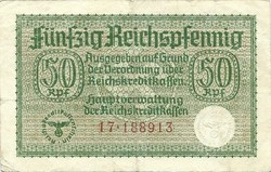 50 reichspfennig horogkeresztes 1939-45 Németország 2.