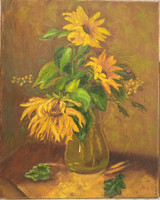 Antiipina galina: sunflowers. Oil painting, canvas, painter's knife. 50X40cm