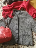 Giesswein 44-es L-XL, Oktoberfest, Woolmark kabát, antracit szürke gyapjú, mohair, alpaka  kardigán