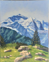 Antyipina Galina: A hegyekben. Olajfestmény, vászon, festőkés. 50x40cm