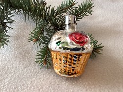 Old glass flower basket Christmas tree decoration