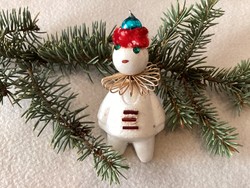 Old retro metal collar styrofoam figurine with glass chenille decoration Christmas tree decoration