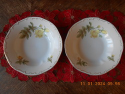 Zsolnay yellow plate with deep rose pattern