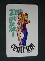 Card calendar, center stores, graphic, humorous, erotic female model, 1975, (5)
