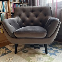 Chesterfield fotel (Stylife), vintage stílusú új bársony fotel