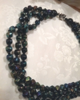 Old 3-row actor glass necklace 44 cm